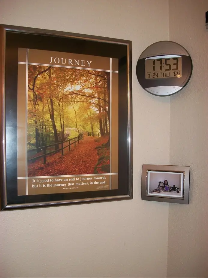 Picture and-or clock displayed in wall corner
