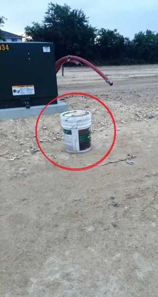 Bucket left behind at construction sites.