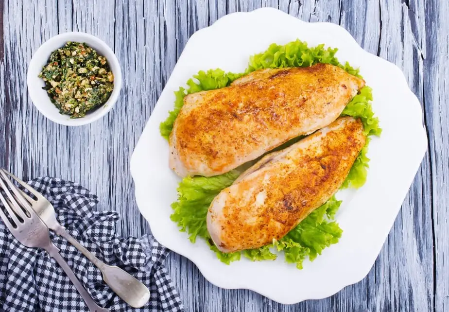chicken breast served on plate
